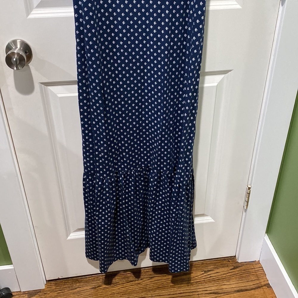 Lands End Ruffled Off Shoulder Maxi Dress EUC - Picture 4 of 11